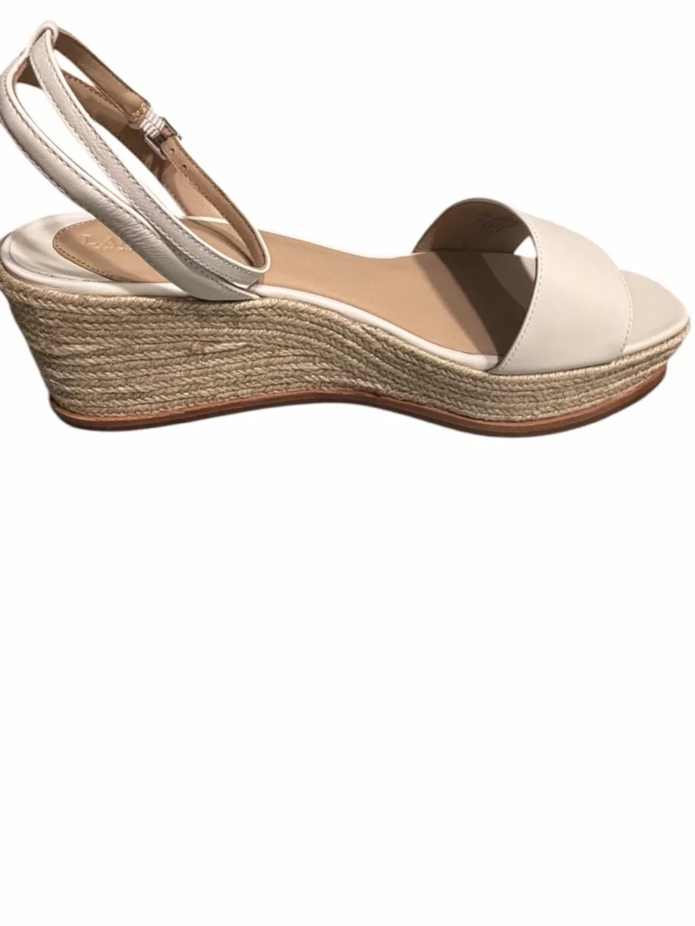 Ralph Lauren Cream Espadrille Ankle-Strap Wedge Sandals
